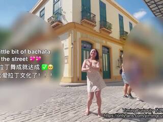 YimingCuriosity依鸣 - Havana Sunset sex Vlog / Asian Chinese strumpet rough blowjob and doggy on balcony!